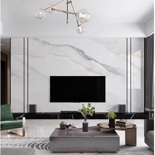 岩板电视背景墙轻奢现代客厅沙发装 新款 饰大理石连纹陶瓷大板2023