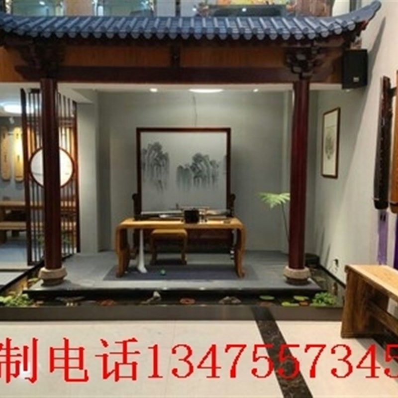 木雕东阳仿古屋檐门头中式门头牌匾一体瓦实木牌匾飞檐门楼定制做