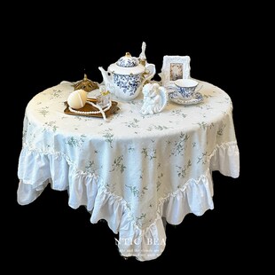 法式韩式田园小清新棉布碎花荷叶边长方形桌布防尘茶几餐桌布台布