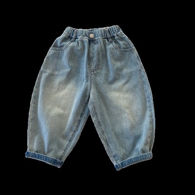 【我是小童】宽松大PP牛仔裤男童24春女宝韩版长裤卡通印花小脚裤