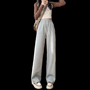 女裤 宽松棉质长裤 2024春季 休闲直筒裤 新款 高中初中学生加长运动裤