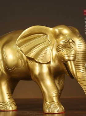 黄铜象吉象摆件一对招财吸水象吸财大象客厅装饰摆件家居饰品大号