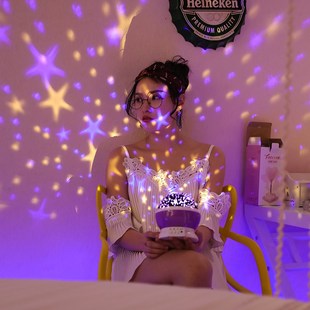 饰闪光灯七彩家用小彩灯 生日快乐投影灯少女房间氛围灯场景布置装