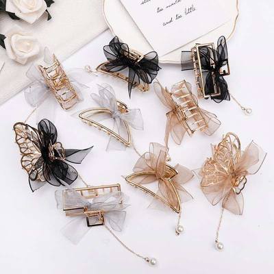 推荐New style mesh bow hair clip for women  summer hair clip