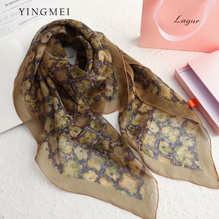 盈妹遇见幸运丨绿色系薯莨工艺丝巾女2024新款大方巾夏季薄款披肩