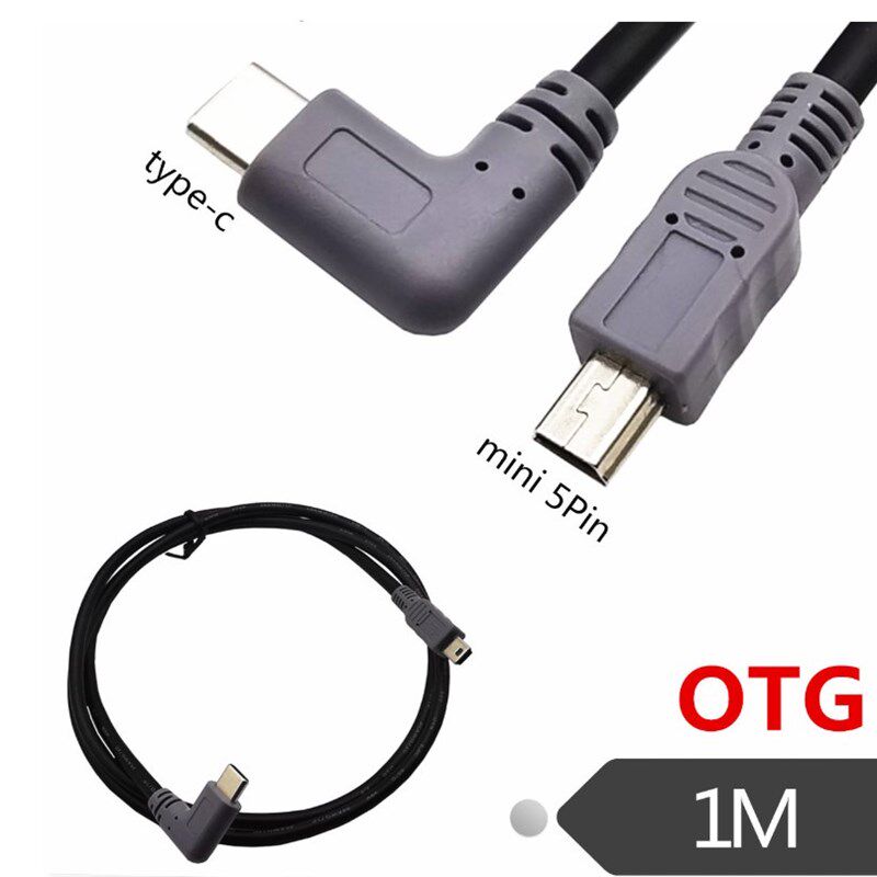 90d Right Angled Micro USB mini 5P Male  to USB 3.1 Type c