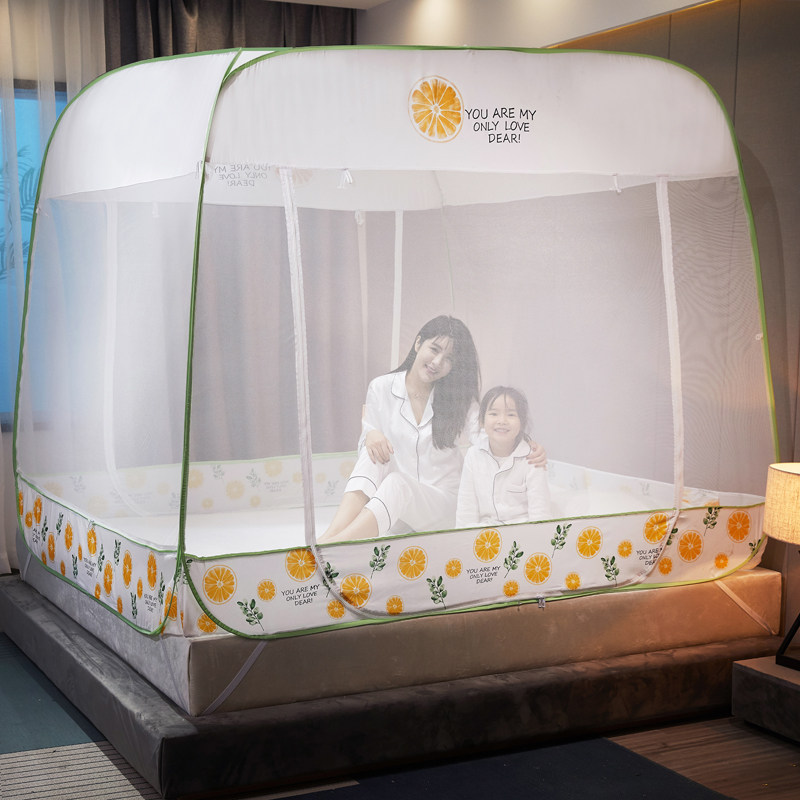 免安装蒙古包蚊帐回字底1.8m床家用1.5m防摔儿童1.2可折叠2米加高