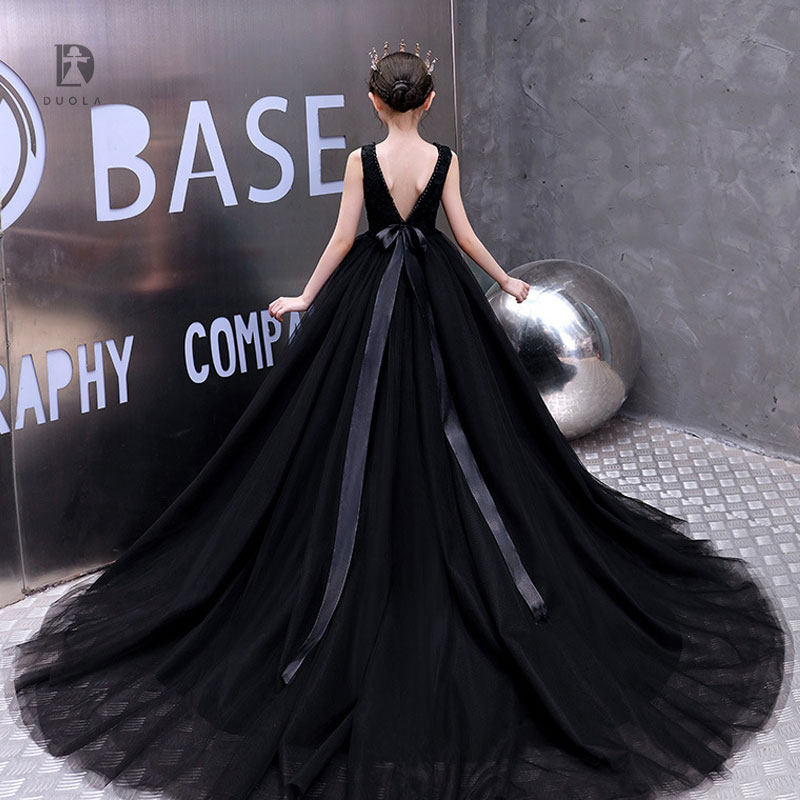 女童高端霸气拖尾模特走秀时装礼服钢琴比赛演出服小主持人公主裙