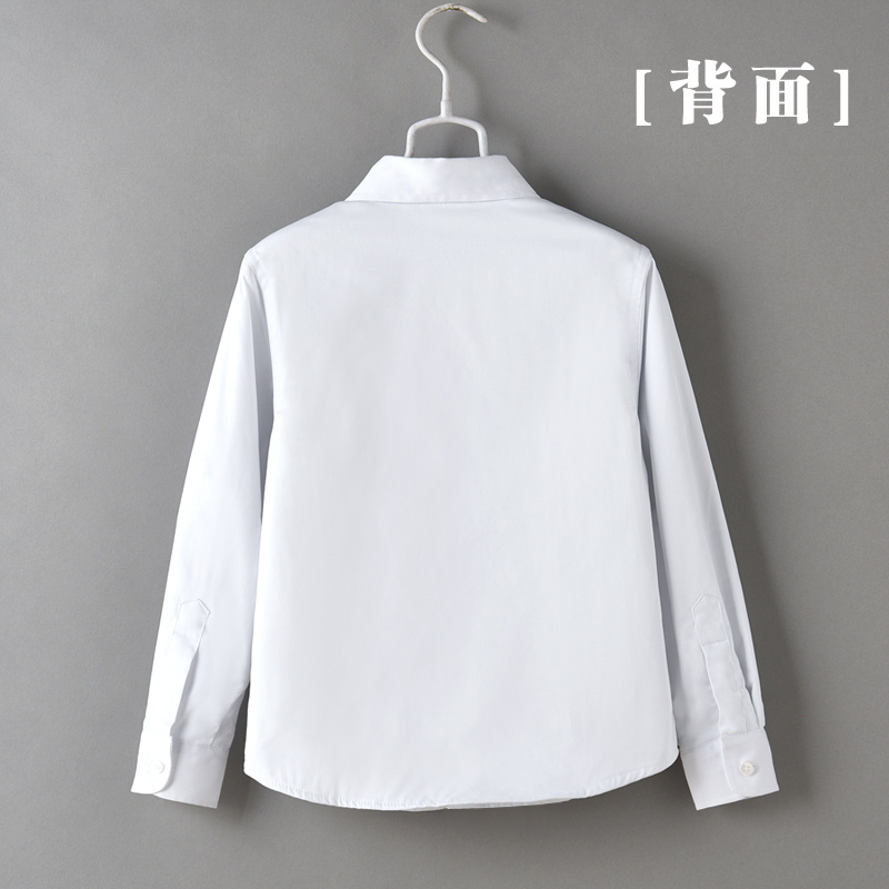 男童白衬衫长袖冬季加q绒加厚保暖大童小学生校服儿童白色衬衣