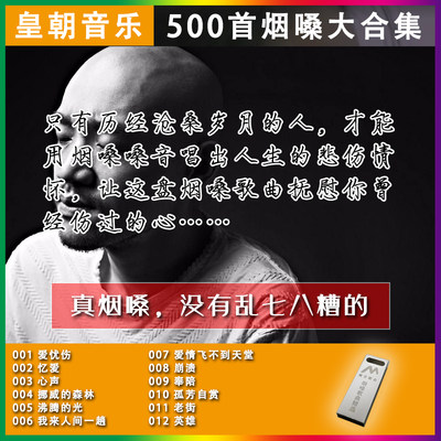 音乐U盘烟嗓歌曲500首合集家用车载用电脑用无损音质即插即用