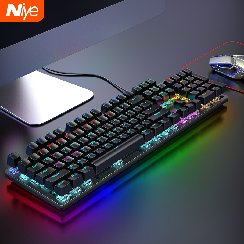 新品Wired Keyboards Kit Keycaps RGB Backlit Computer Keyboar