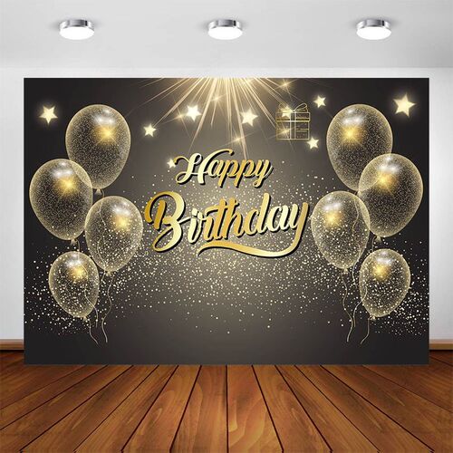 速发Black and Gold Balloons Happy Birthday Party Decoration