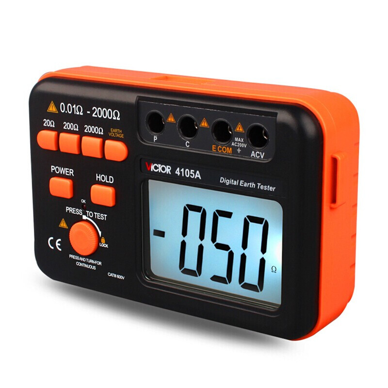 胜利VC4105A/B接地电阻测试仪数字接地摇表防雷土壤电阻率测量仪