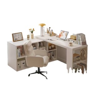 女生卧室床边书桌带书柜梳妆台台一体可转角电脑桌子可伸缩工作台