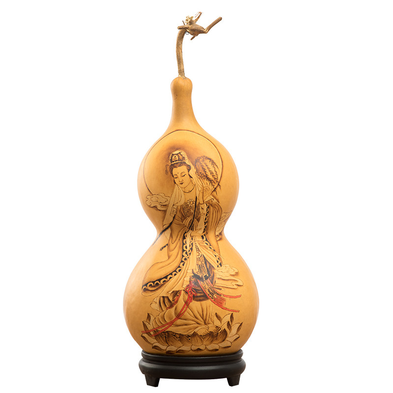 现货御如意手工烙画葫芦工艺品大A葫芦家居饰品风水摆件观音菩萨
