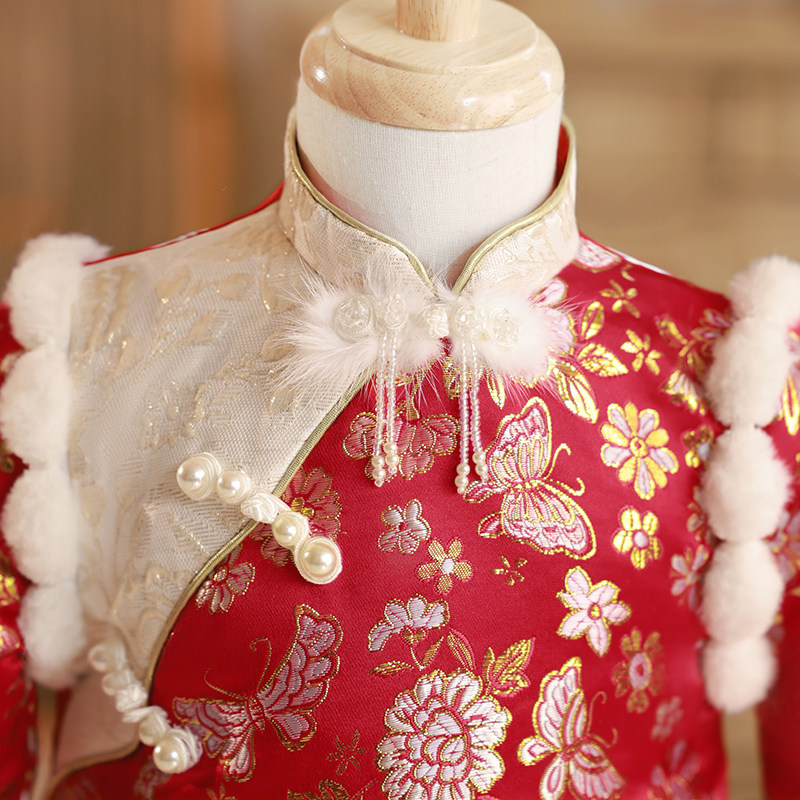 拜年服女童旗袍洋装儿童过年喜庆衣服加厚中式宝宝周岁礼服冬季,童装/婴儿装/亲子装,旗袍,淘宝优惠券,粉丝福利购,淘宝优惠卷