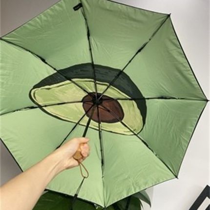 焦下遮阳伞晴雨两l用双层防紫外线女黑胶三折防晒太阳伞雨伞草莓