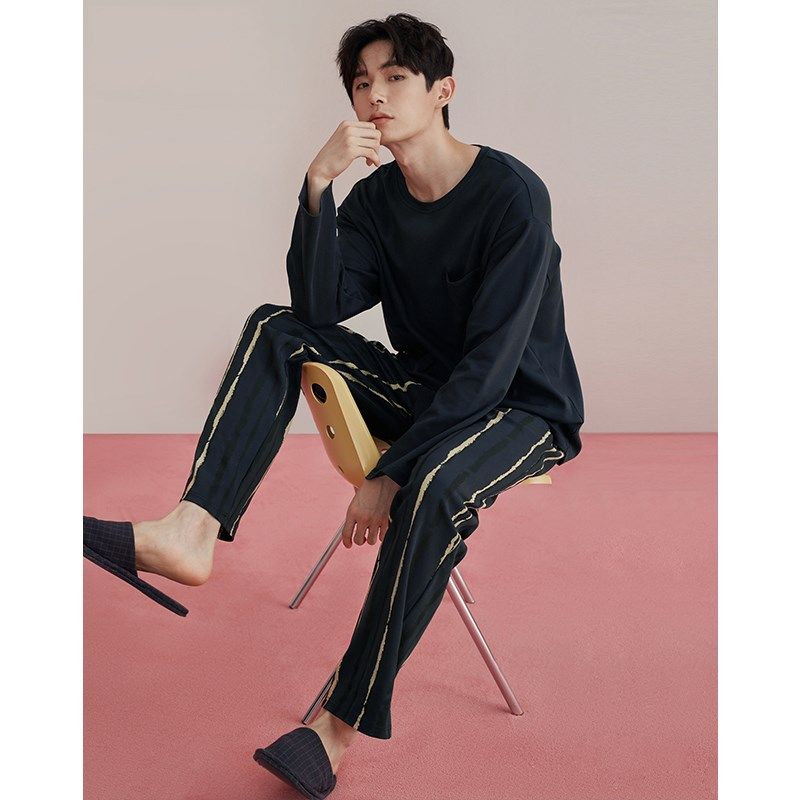 2024新款睡衣男长袖春秋款休闲套头高级感条纹家居服大码套装,女士内衣/男士内衣/家居服,睡衣/家居服套装,淘宝优惠券,粉丝福利购,淘宝优惠卷