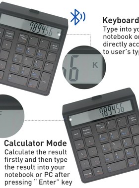 Bluetooth Numeric Keyboard Wireless Electronic Caculator 12