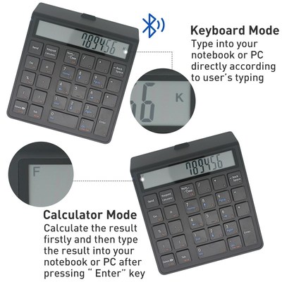Bluetooth Numeric Keyboard Wireless Electronic Caculator 12