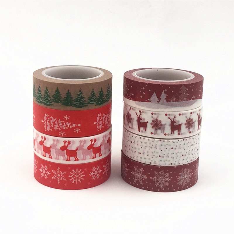 极速1PC Christmas Washi Tapes Snowflake Reindeer Stripes Kaw