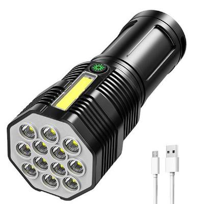 0LM 1200mAh 12 LED COB Torch USB Recharleable Fla.shgig