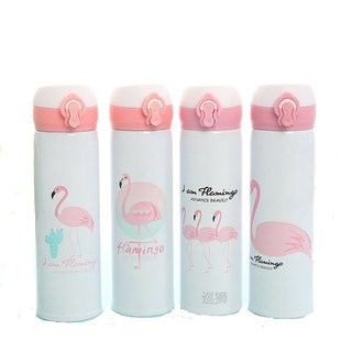Cute Flamingo Pattern Thermal Insulation Water Bottle Bounci