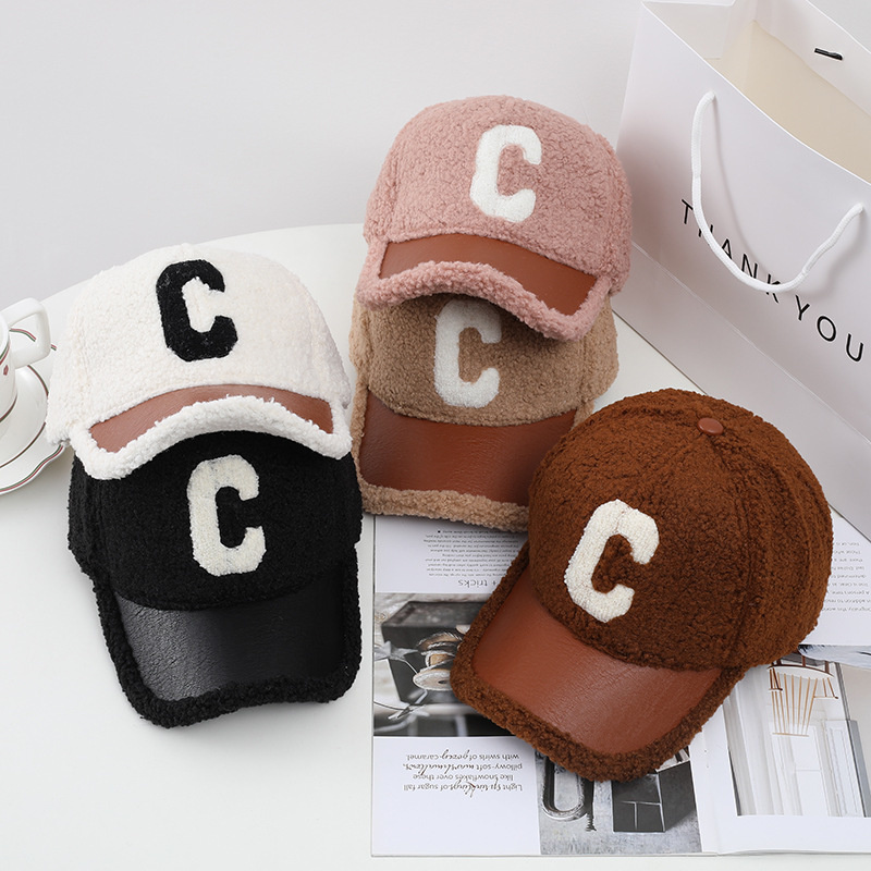 推荐Autumn Winter Letter C Lambswool Baseball Cap Fashion Da