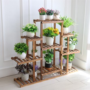 Carbonized Plant 速发Multi Tier Stand Wood tiered Flower