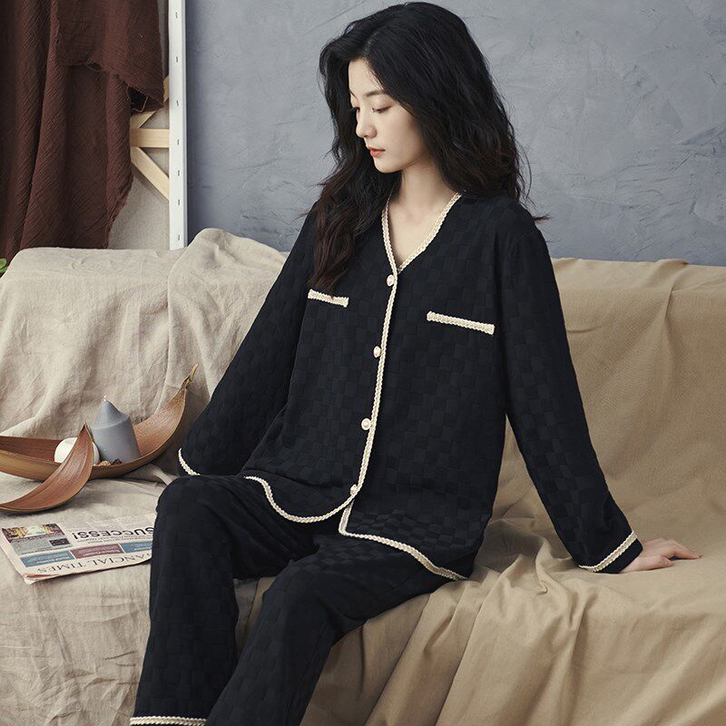 睡衣女春秋长袖秋季高级感2024年新款全棉薄款秋冬女款家居服