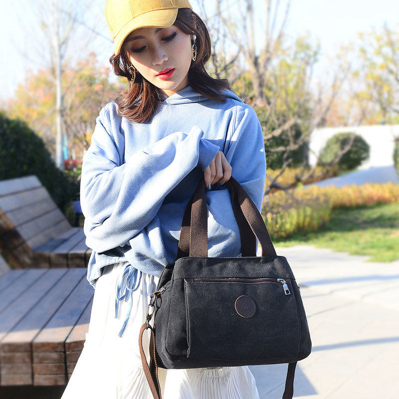 帆布包女夏手提袋女新款简约多隔层小布包休闲轻便单肩斜挎包,箱包皮具/热销女包/男包,通用款女包,淘宝优惠券,粉丝福利购,淘宝优惠卷