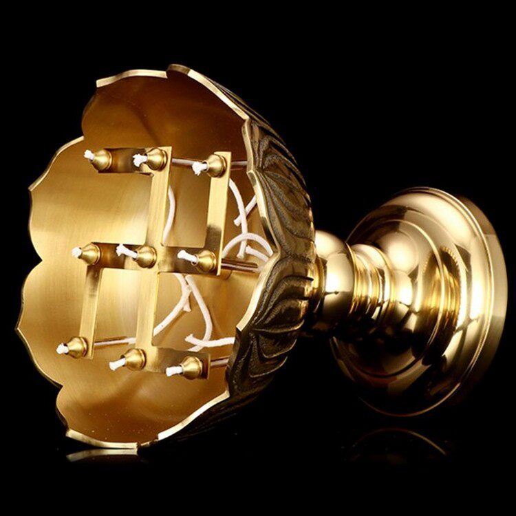 佛具纯铜万字九星油灯铜r碗油灯莲花佛供灯长明灯九管食用油酥油