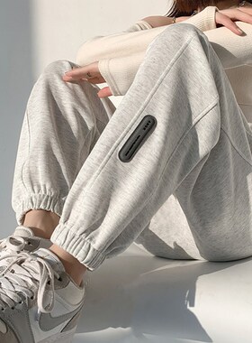 孕妇裤子秋季外穿2l024新款休闲直筒束脚打底卫裤灰色百搭运动裤