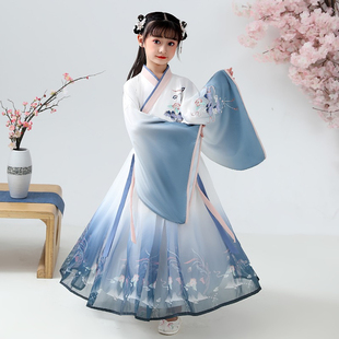 儿童汉服女童秋冬款改良襦裙超仙中国风古装仙女裙2023新款大袖衫