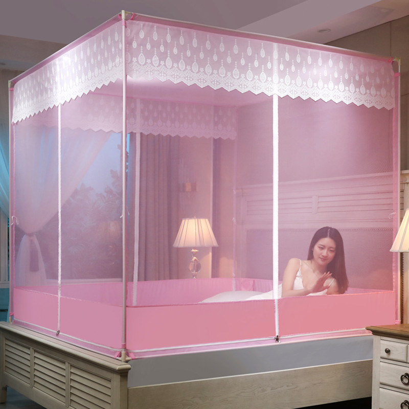 新款夏季蚊帐家用蒙古包防摔儿童围栏1.5米1.8m1.2床支Z架纹账2米