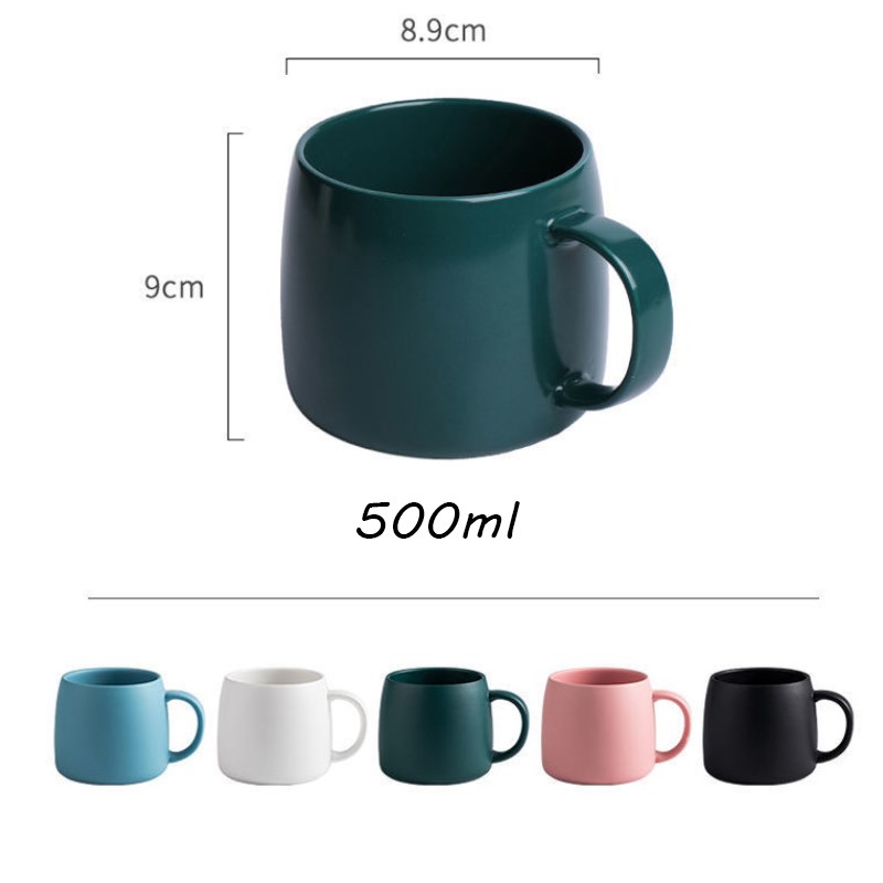 500ml Ceramic Mug Office Mug With Lid And Spoon Large Capaci