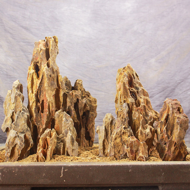 速发鱼缸松皮石造景天然山景成品套餐真石头假山盆景骨架山峰小块