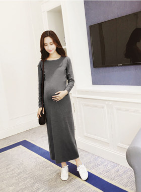 春秋季连衣裙孕妇秋装春夏装潮妈怀孕期3-9个月 长袖宽松长款裙子