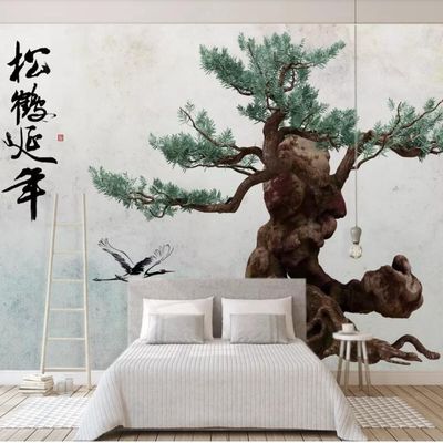 WDBH Custom photo 3d wallpaper Chinese style pine tree scene