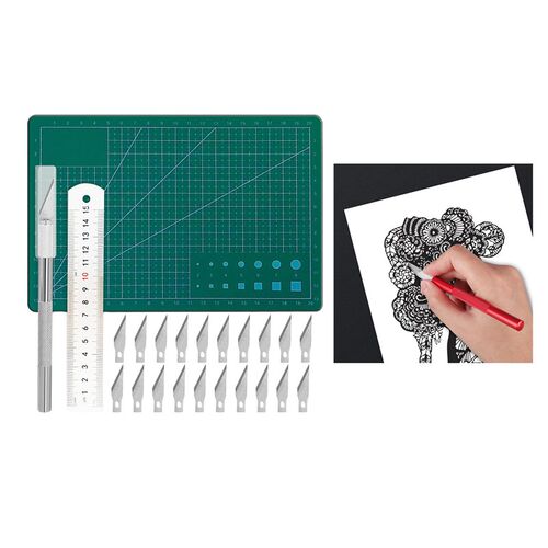 24Pcs/set Carving Exacto Knives Craft DIY Kit Art Blades Ma
