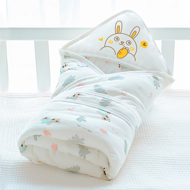 兔年婴儿抱被新生宝宝p包被防惊跳春秋夏季薄款抱毯纯棉被子冬季
