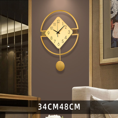 新中式挂钟纯钟艺术家用时尚创意摆钟大厅中O国风现代客气挂墙铜