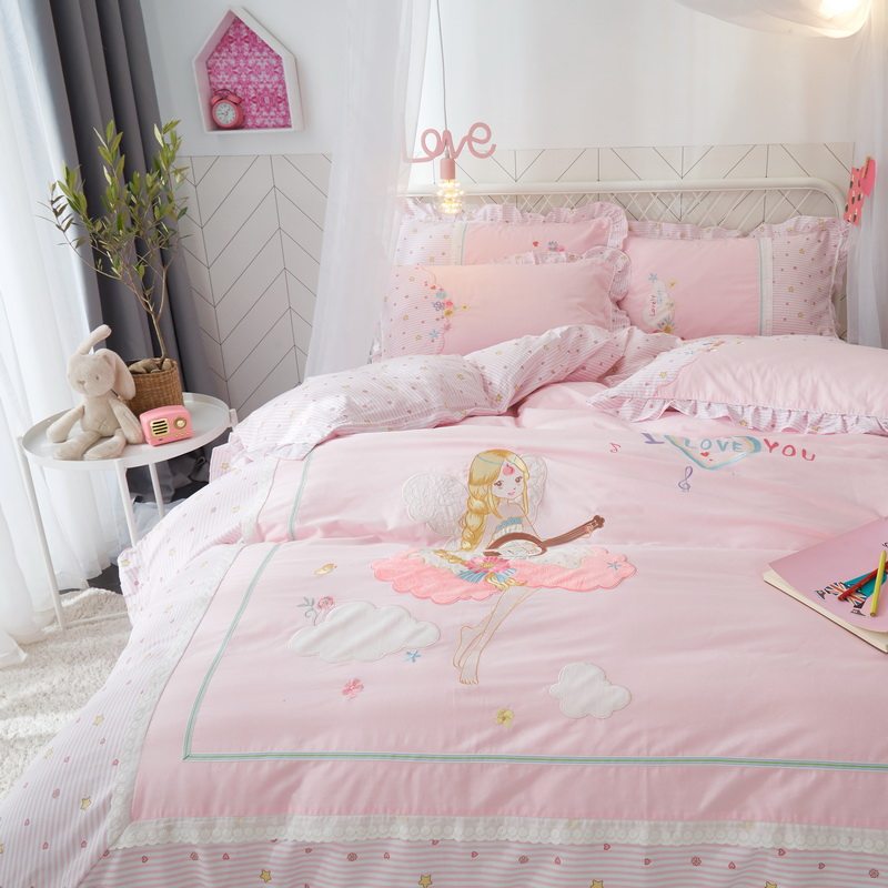 儿童四件套女孩公主风卡通床单被套三件套床笠男孩全棉床品,床上用品,床品套件/四件套/多件套,淘宝优惠券,粉丝福利购,淘宝优惠卷