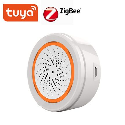 涂鸦智能Zigbee n3.0声音报警器内置温湿度功能与SOS按钮联动报警