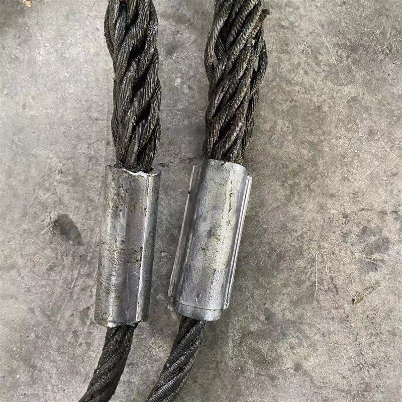 手工插编头加机器压制钢丝绳吊索具起重工具拖车绳吊车钢丝绳套
