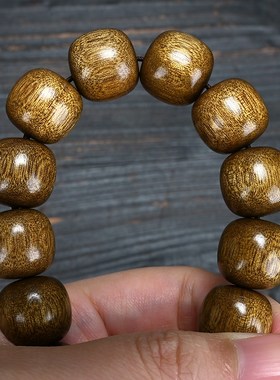 四川小叶桢楠木老型珠手串乌金满金丝 枯木金丝楠木老料手链情侣