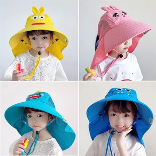 沙滩帽 急速发货儿童防晒帽防紫外线宝宝遮阳帽太阳帽男童女童夏季