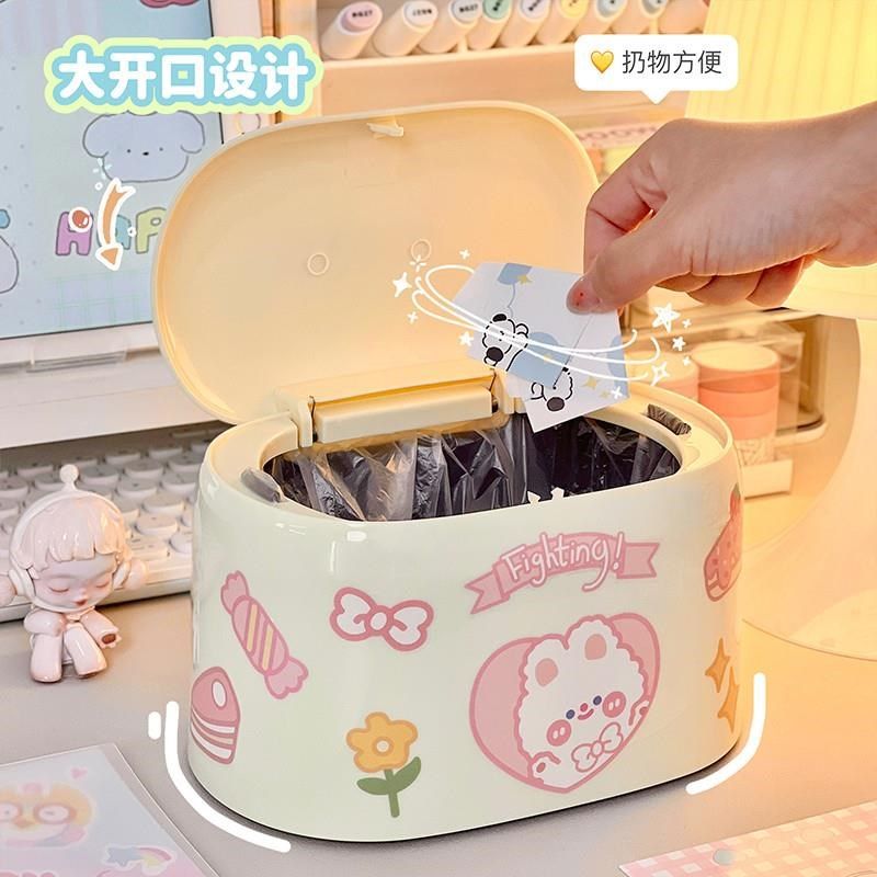 可爱桌面垃圾桶小型桌上收纳桶卡通女生儿童书桌梳妆台纸篓卫生桶