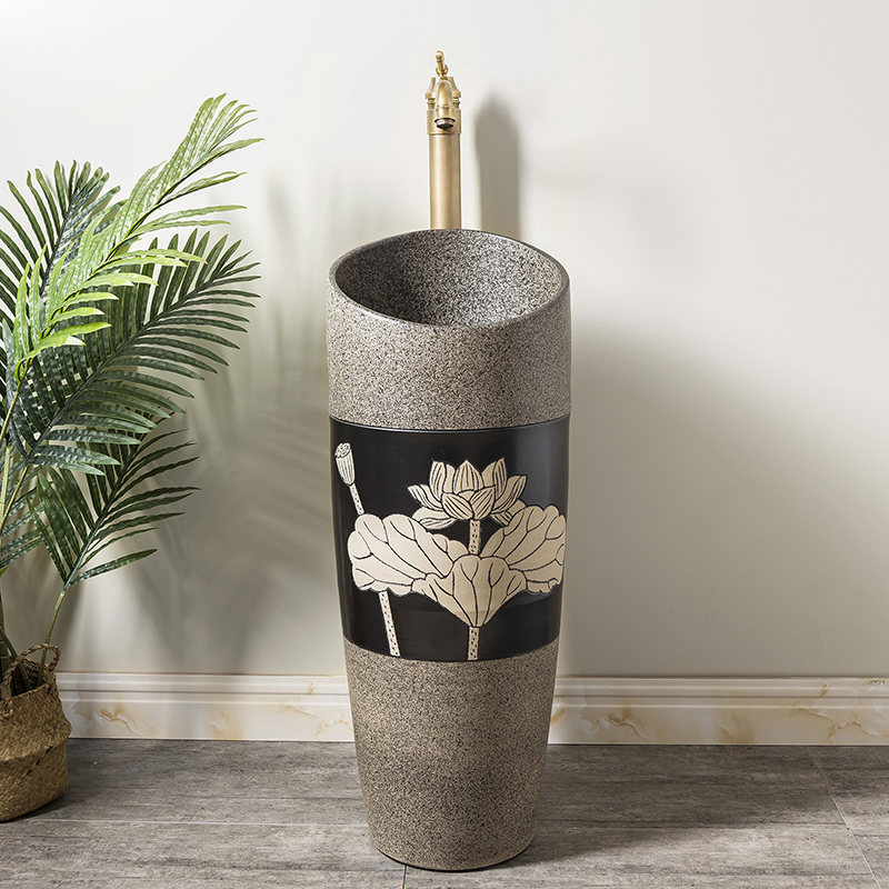 家用小户型立柱式洗脸盆阳台卫生间洗手盆室外落地式陶瓷立柱盆4