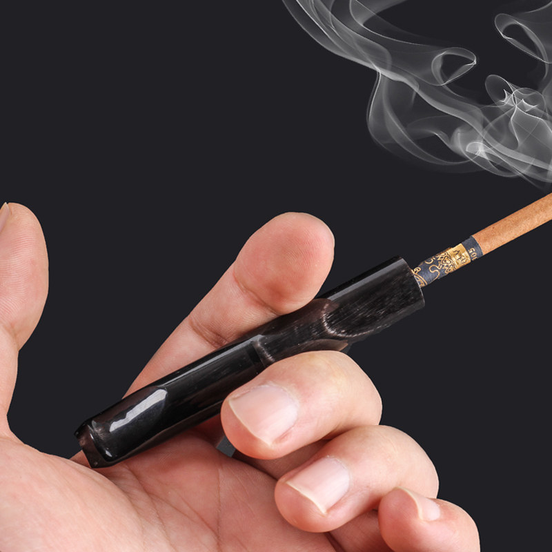 天然牦牛角粗细两用9mm活性炭过滤烟嘴循环清洗型烟嘴过滤器清肺